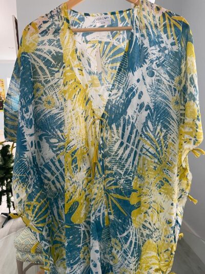 Yellow & Blue Palm Print (Cotton)