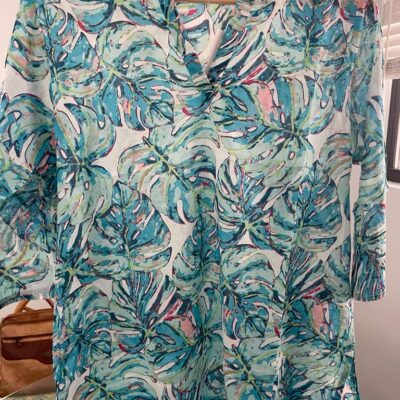 Seafoam Green Leaves (Cotton Tunic)